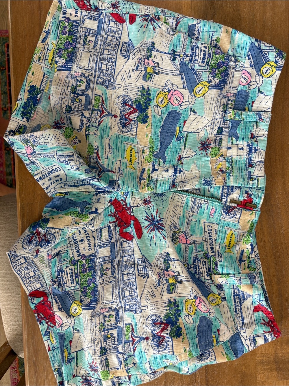 Vineyard Vines Aqua, Navy & Pink Coastal Print Cotton Shorts